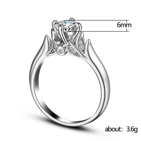 💞Refine Beautiful Flower Pure Cubic Silver Rings for Women, MARR9153 - Picture 8 of 8